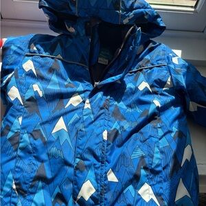 Pulse Blue Mountain-Print Kids' Hooded Puffer Jacket